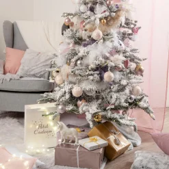 Cache Pied Sapin|Feeric Lights & Christmas Tapis de sapin rond (D90 cm) Fourrure d'hiver Gris