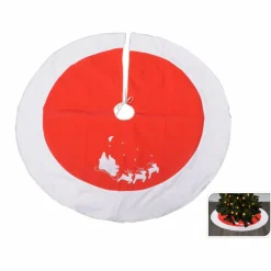 Cache Pied Sapin|KOOPMAN Tapis de sapin rond (D120 cm) Traineau du Père Noël Rouge
