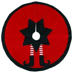 Cache Pied Sapin|FEERIC LIGHTS Tapis de sapin rond (D90 cm) Lutin enchanté Rouge