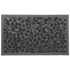 Paillasson|LUANCE Tapis d'entrée antidérapant (45 x 75 cm) Feuillage Noir