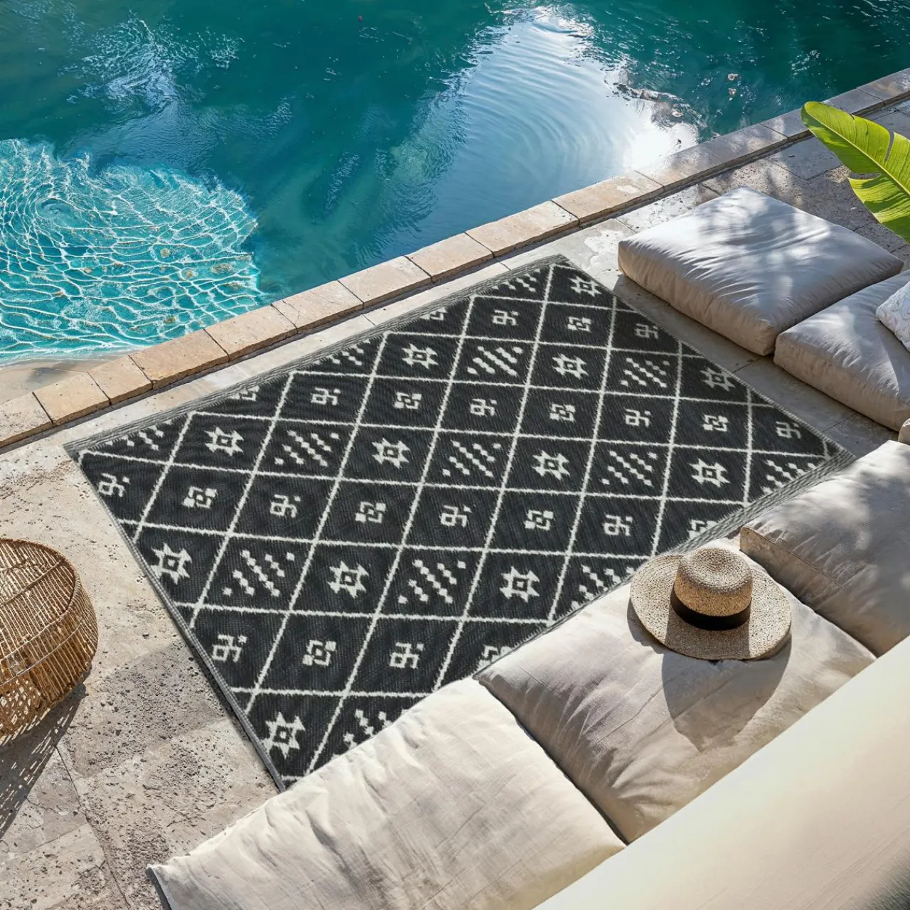 Tapis D'Extérieur|Tapis D'Extérieur|#N/A Tapis d'extérieur rectangulaire (180 x 120 cm) Inca Noir