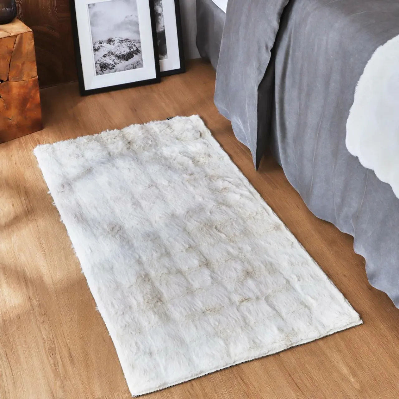 Tapis De Chambre/Salon|EMINZA Tapis fausse fourrure (60 x 120 cm) Toronto Ivoire