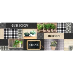 Tapis De Cuisine|Tapis Multi-Usage|DOUCEUR D'INTERIEUR Tapis multi-usage (45 x 120 cm) Green Bistrot et noir Vert