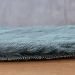 Tapis De Chambre/Salon|EMINZA Tapis rectangulaire fausse fourrure (140 x 200 cm) Finn Bleu