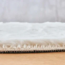 Tapis De Chambre/Salon|EMINZA Tapis rond fausse fourrure (80 cm) Finn Blanc