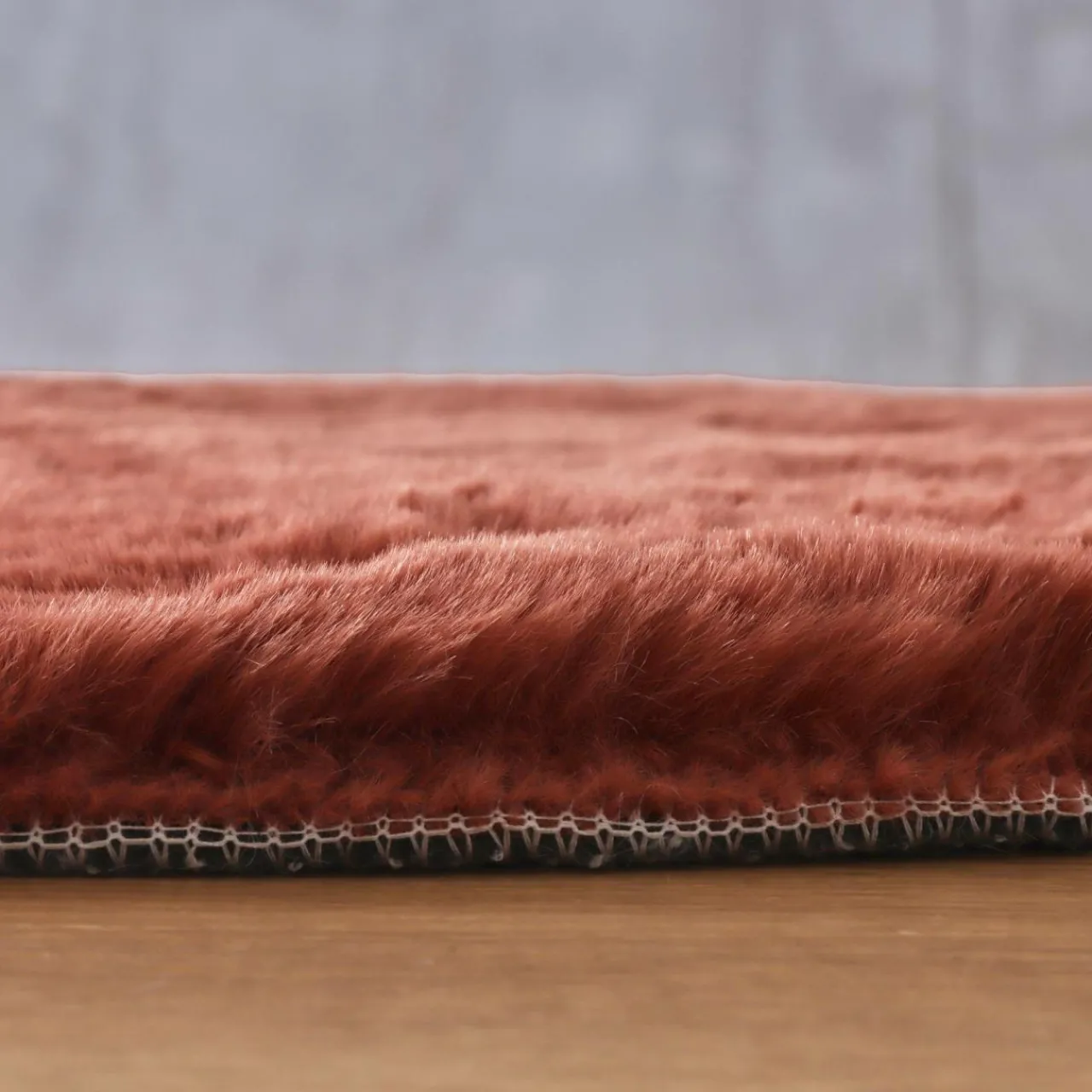 Tapis De Chambre/Salon|EMINZA Tapis rond fausse fourrure (80 cm) Finn Terracotta