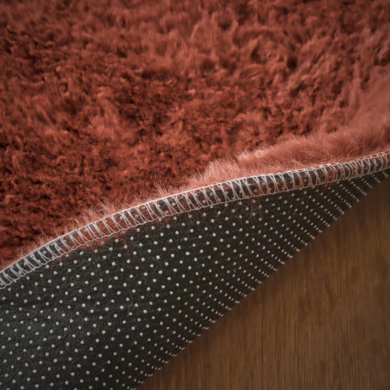 Tapis De Chambre/Salon|EMINZA Tapis rond fausse fourrure (80 cm) Finn Terracotta