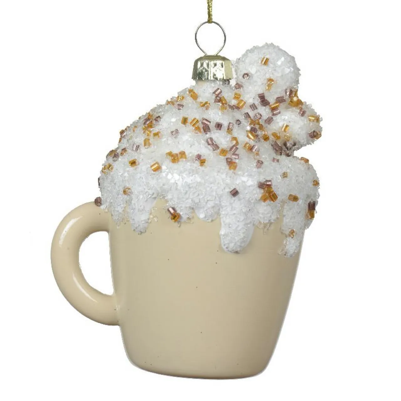 Décoration De Sapin|KAEMINGK Tasse à café à suspendre (H9 cm) Pailletée Crème Beige