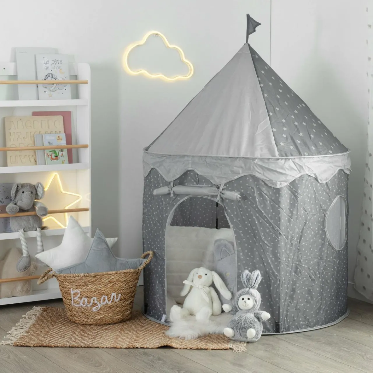 Petit Meuble Enfant|Tipi Et Cabane|ATMOSPHERA Tente pop-up enfant (H135 cm) Tour e Gris