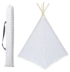 Tipi Et Cabane|Petit Meuble Enfant|Atmosphera createur d'interieur for kids Tipi enfant bois et tissu (H160 cm) Twin Gris