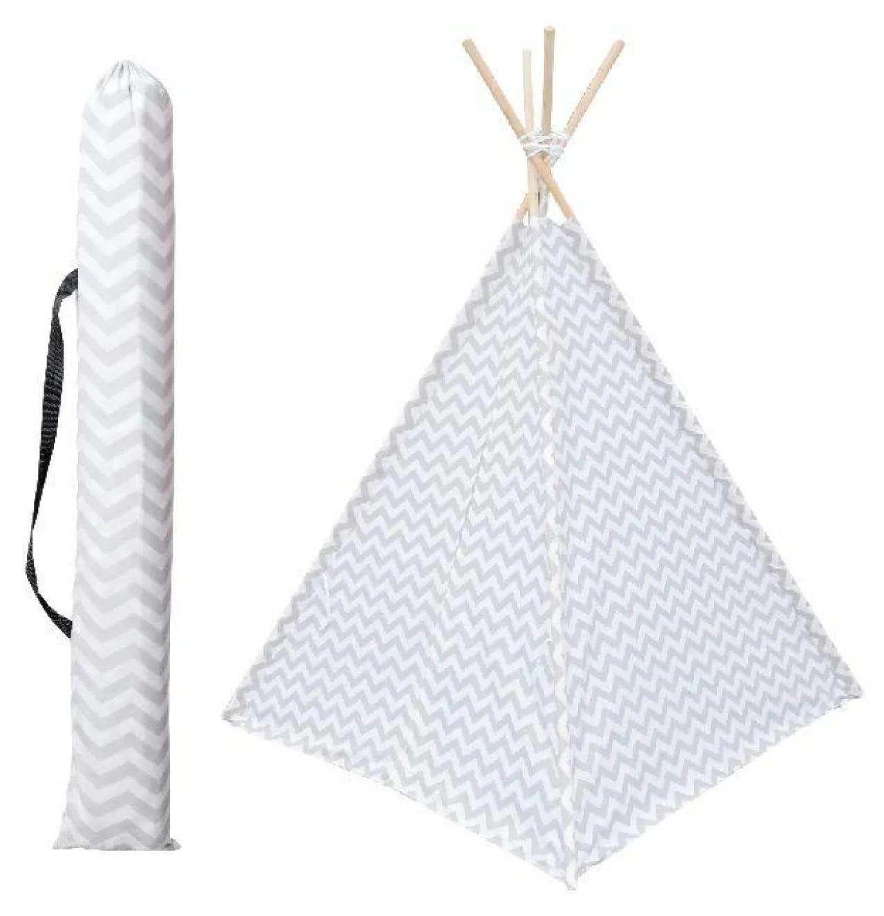 Tipi Et Cabane|Petit Meuble Enfant|Atmosphera createur d'interieur for kids Tipi enfant bois et tissu (H160 cm) Twin Gris