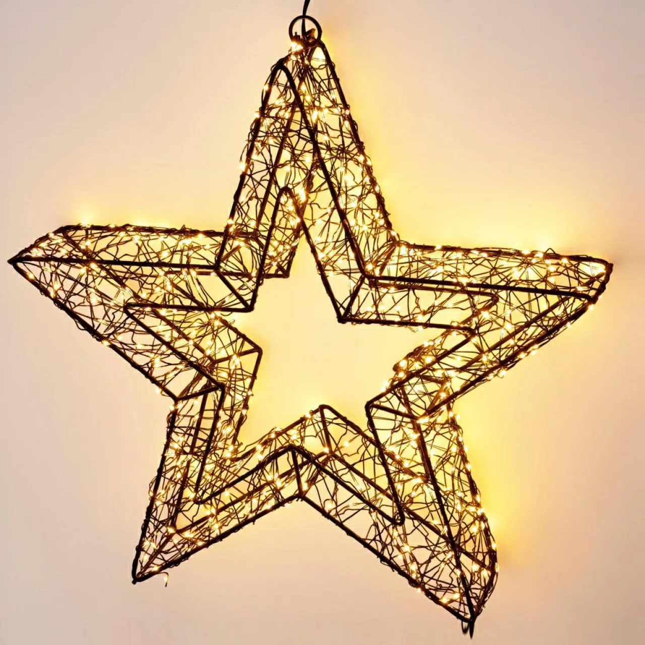 Déco Et Objet Lumineux|KOOPMAN Étoile lumineuse à suspendre 500 Micro LED (D38 cm) Star Light et blanc chaud Noir