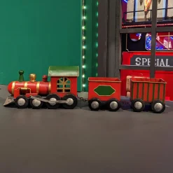 Déco Et Objet De Noël|Train Décoratif Et Électrique|KAEMINGK Train de Noël en métal (58 cm) Wagons de marchandise Rouge