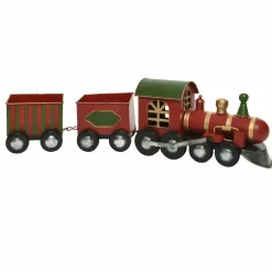 Déco Et Objet De Noël|Train Décoratif Et Électrique|KAEMINGK Train de Noël en métal (58 cm) Wagons de marchandise Rouge