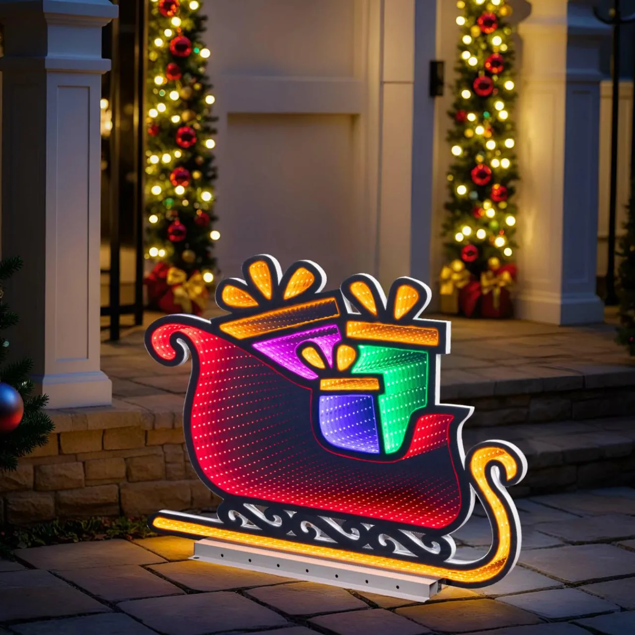 Père Noël, Animaux Et Personnage|Déco Et Objet Lumineux|KAEMINGK Traineau du Père Noël lumineux 396 LED (H45 cm) Infinity Multicolore