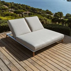 Transat|MOBELLIA Transat double en aluminium Monte Carlo et taupe Blanc