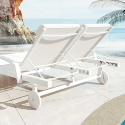 Transat|MOBELLIA Transat double en aluminium Pirae Blanc