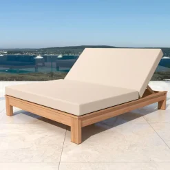 Transat|MOBELLIA Transat double en bois d'acacia Bornéo Sable