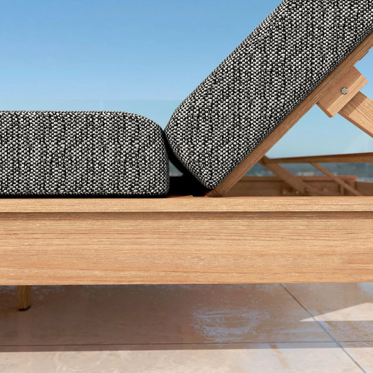 Transat|MOBELLIA Transat double en bois d'acacia Bornéo Gris Anthracite