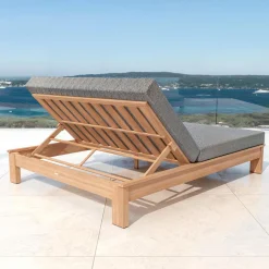 Transat|MOBELLIA Transat double en bois d'acacia Bornéo Gris Anthracite