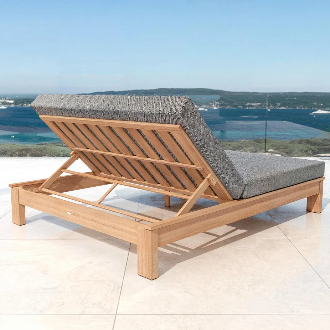 Transat|MOBELLIA Transat double en bois d'acacia Bornéo Gris Anthracite