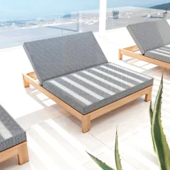 Transat|MOBELLIA Transat double en bois d'acacia Bornéo Gris Anthracite