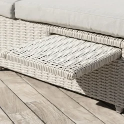 Transat|MOBELLIA Transat double en résine tressée - Canapé de jardin Calvi et gris clair Blanc