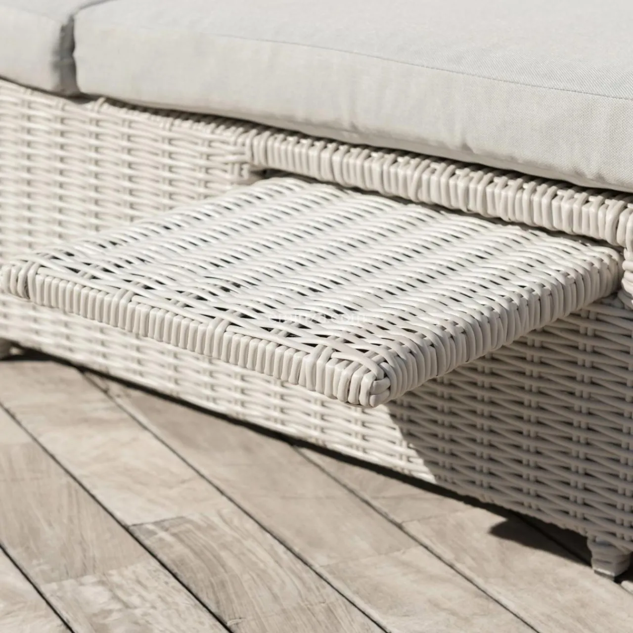 Transat|MOBELLIA Transat double en résine tressée - Canapé de jardin Calvi et gris clair Blanc