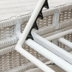 Transat|MOBELLIA Transat double en résine tressée - Canapé de jardin Calvi et gris clair Blanc