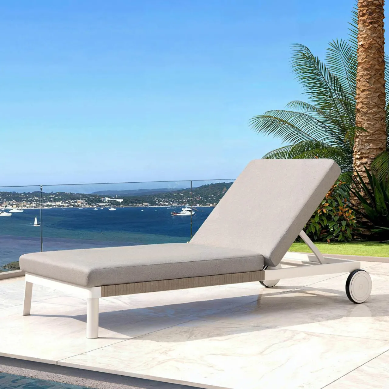 Transat|MOBELLIA Transat en aluminium Amalfi Blanc et Taupe