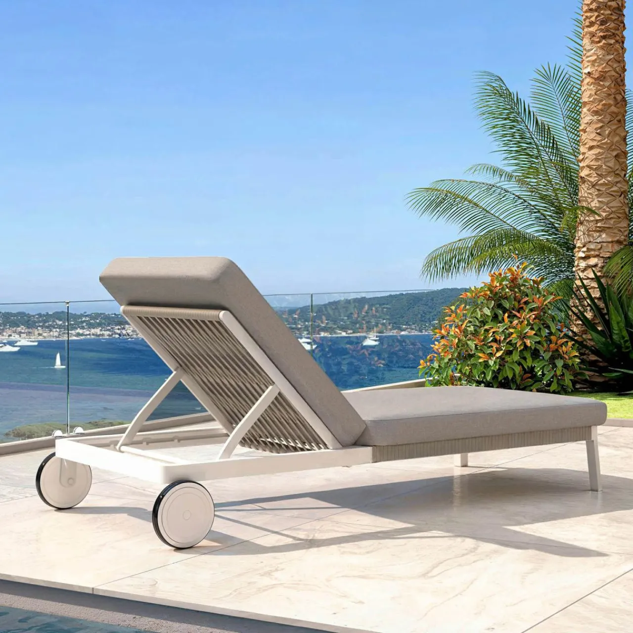 Transat|MOBELLIA Transat en aluminium Amalfi Blanc et Taupe