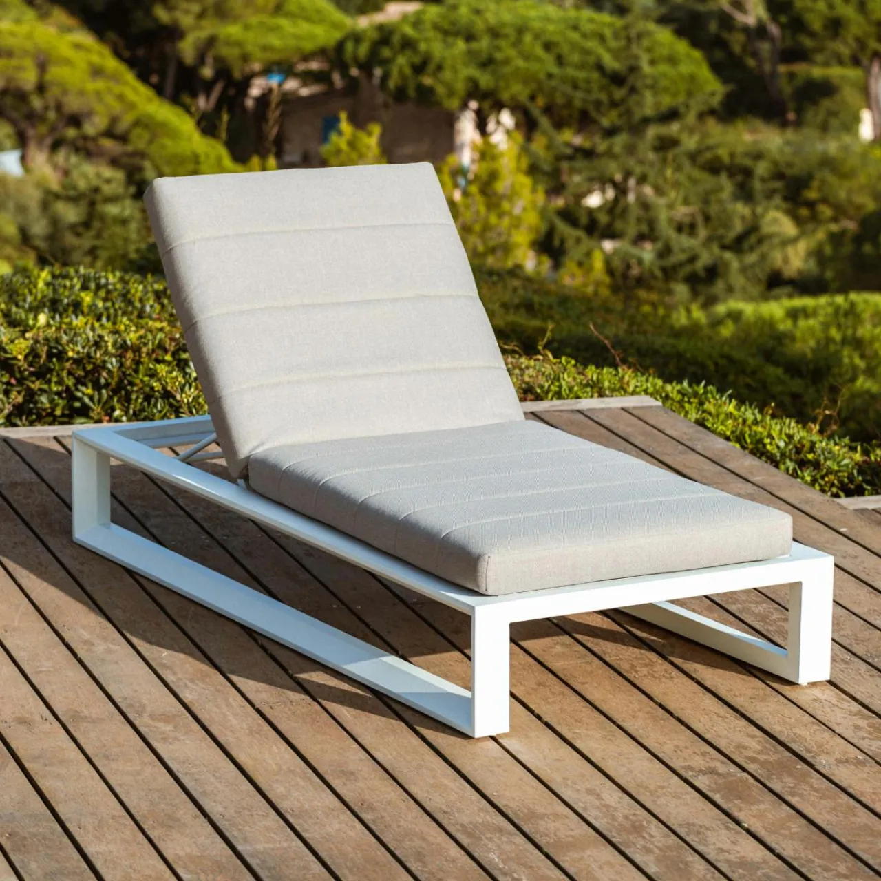 Transat|MOBELLIA Transat en aluminium Elba et taupe Blanc