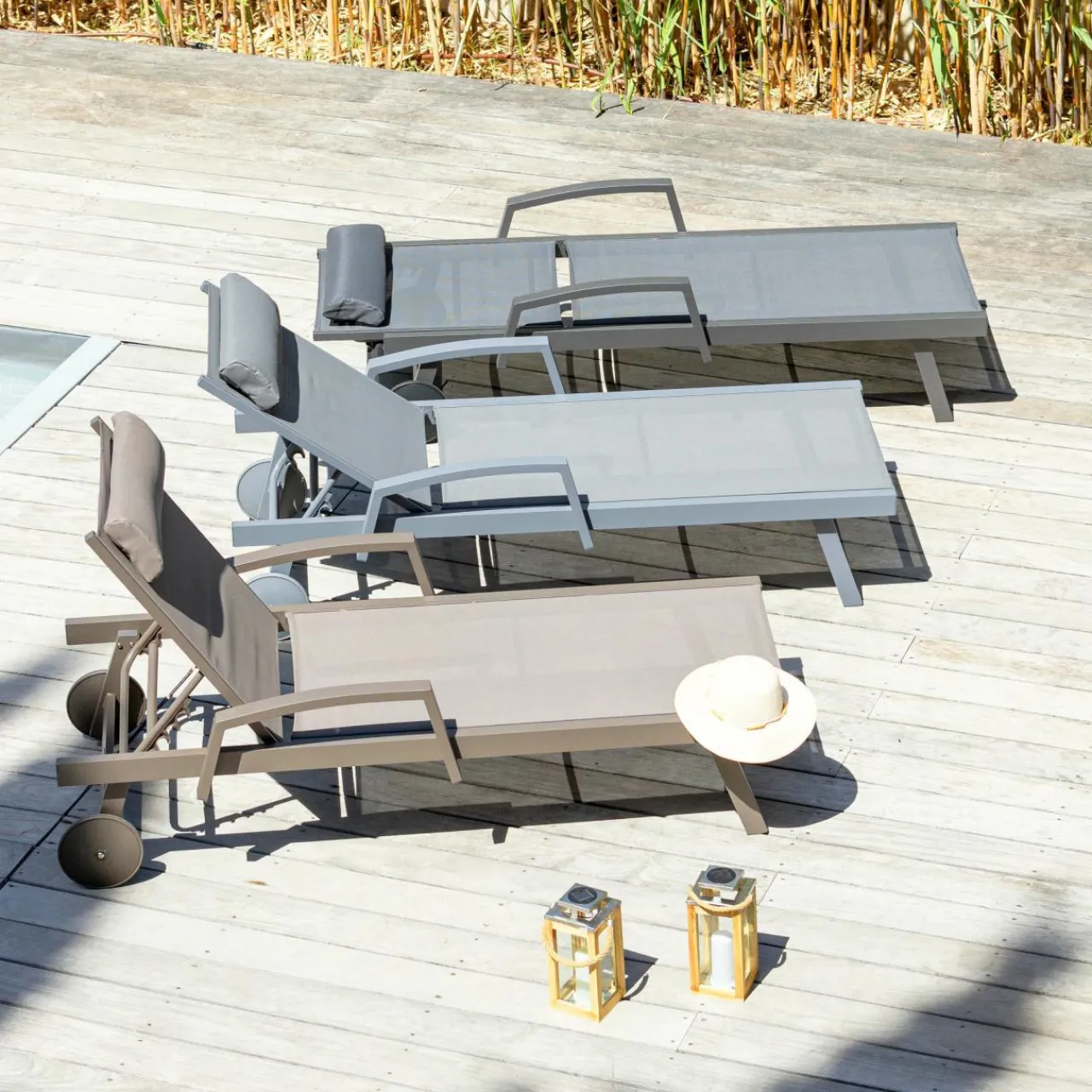 Transat|MOBELLIA Transat en aluminium Pirae Taupe