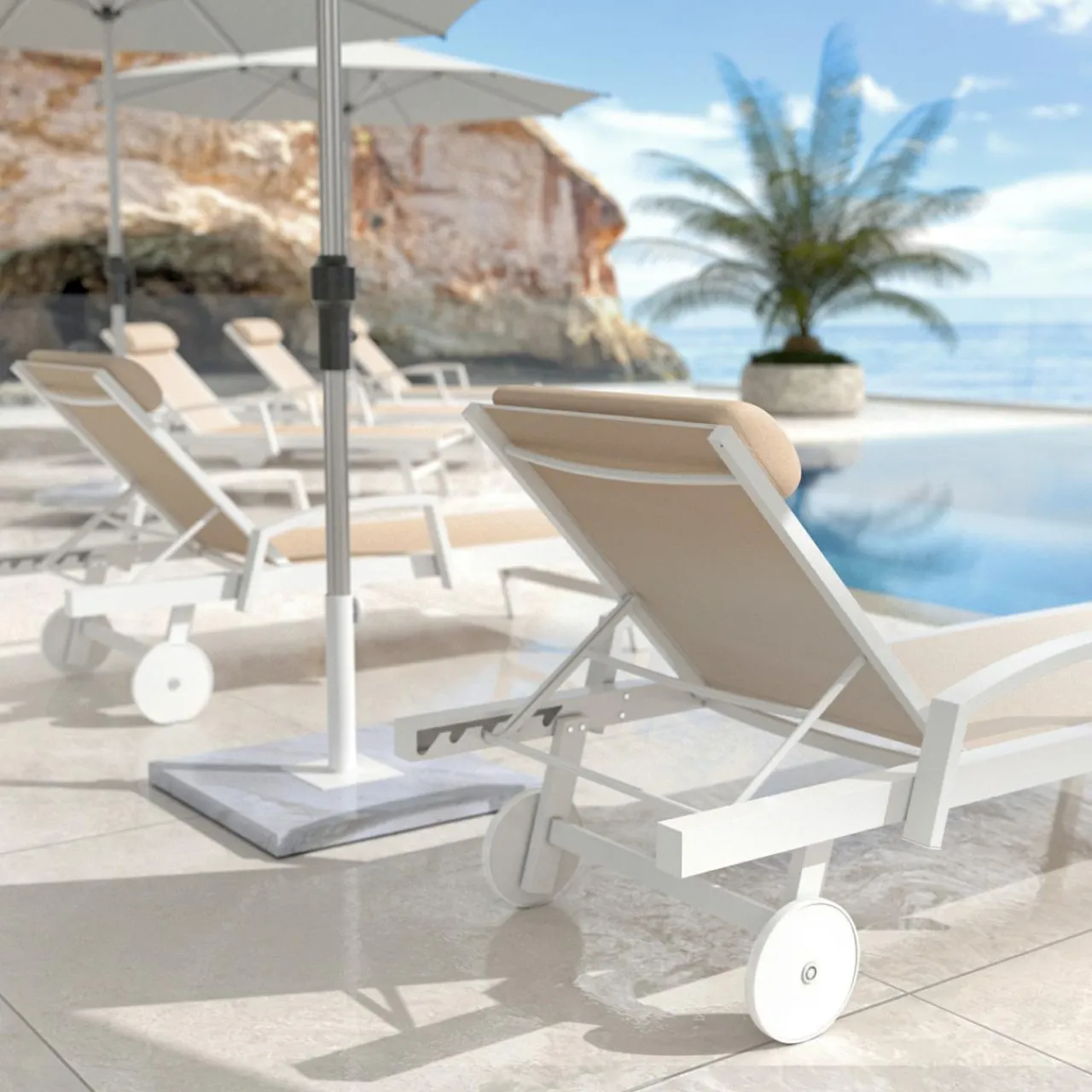 Transat|MOBELLIA Transat en aluminium Pirae Ecru