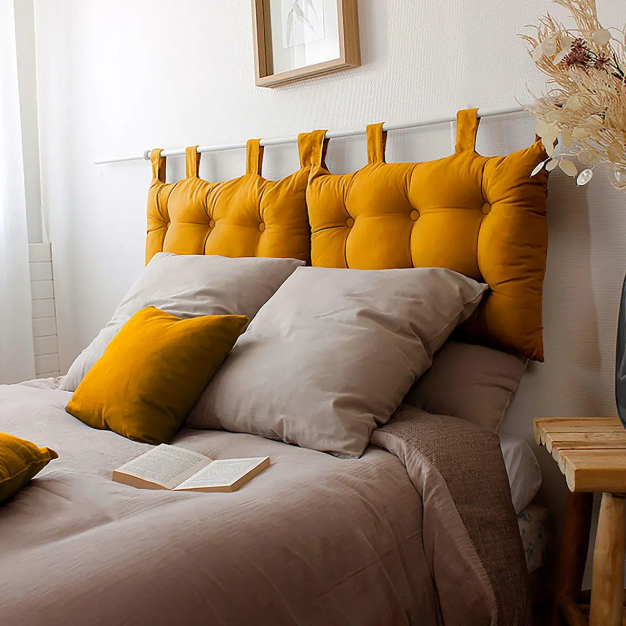 Tête-De-Lit|ENJOY HOME Tête de lit coussin (45 x 70 cm) Panama Jaune moutarde