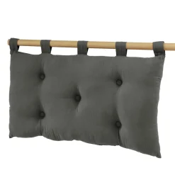 Tête-De-Lit|EMINZA Tête de lit coussin gaze de coton (80 x 50 cm) Gaïa Gris granit Gris foncé