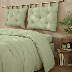 Tête-De-Lit|EMINZA Tête de lit coussin gaze de coton (80 x 50 cm) Gaïa Vert tilleul