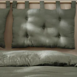 Tête-De-Lit|EMINZA Tête de lit coussin gaze de coton (80 x 50 cm) Gaïa Vert romarin