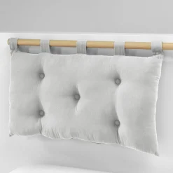 Tête-De-Lit|EMINZA Tête de lit coussin gaze de coton (80 x 50 cm) Gaïa Gris nuage Gris clair