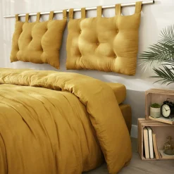 Tête-De-Lit|EMINZA Tête de lit coussin gaze de coton (80 x 50 cm) Gaïa Jaune safran