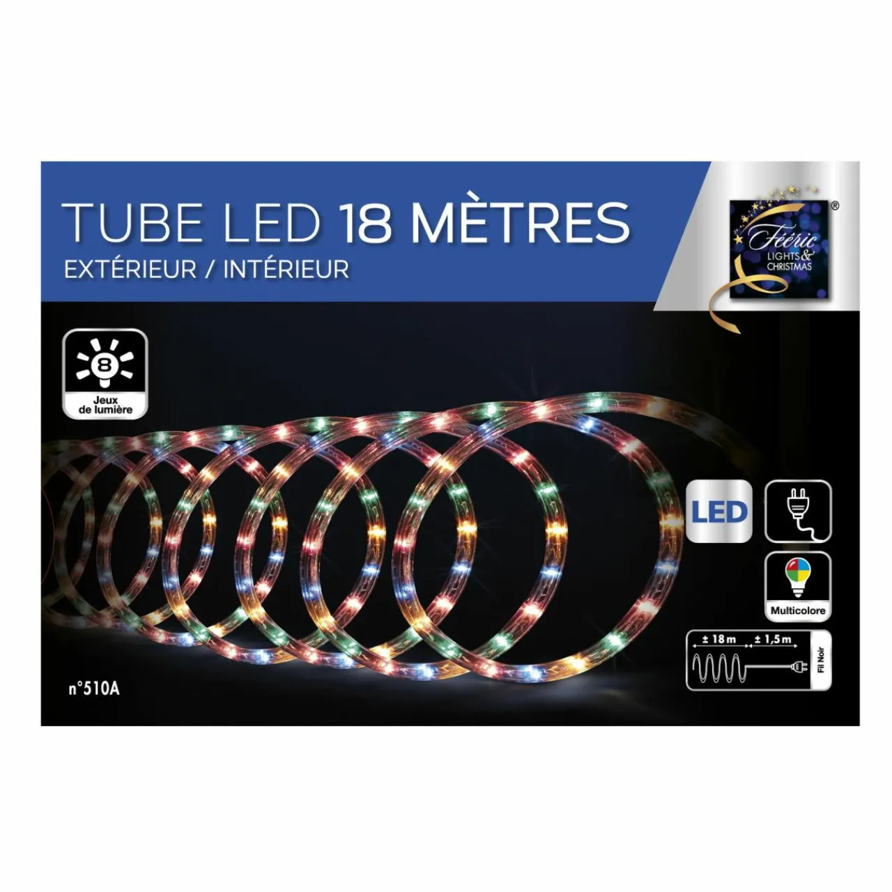 Guirlande Lumineuse|Feeric Lights & Christmas Tube lumineux 324 LED (18 m) Multicolore