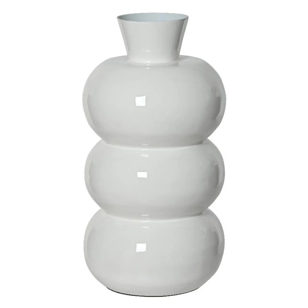Vase|Vase|#N/A Vase en métal émaillé fait main (H33 cm) Serena brillant Blanc