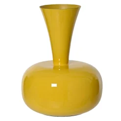 Vase|Vase|#N/A Vase en métal émaillé fait main (H23 cm) Cléa brillant Jaune