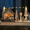 Village De Noël En Bois|BLACHERE Village de Noël en bois lumineux à piles (H18 cm) Bonbons de Noël