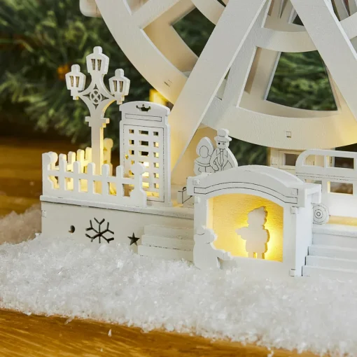 Village De Noël Lumineux HOMCOM - Décor En Bois Avec 20 LED, Maisons, Personnages, Neige (45x30 Cm)