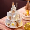 Déco Et Objet De Noël|Déco Et Objet Lumineux|KAEMINGK Village de Noël en bois lumineux et musical à piles (H28 cm) Maisons sur colline