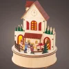 Village De Noël En Bois|KAEMINGK Village de Noël en bois lumineux et musical à piles (H20 cm) Maison joyeuse Colorée