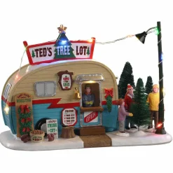 Village De Noël Lemax|LEMAX Village de Noël à piles lumineux Vendeur de sapins