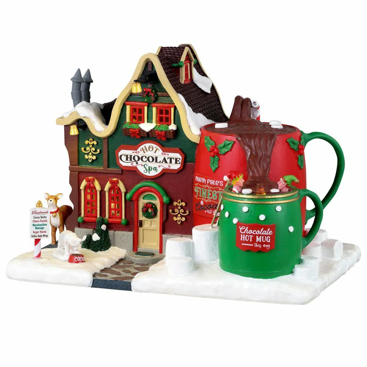 Village De Noël Lemax|LEMAX Village de Noël à piles lumineux Spa au chocolat chaud