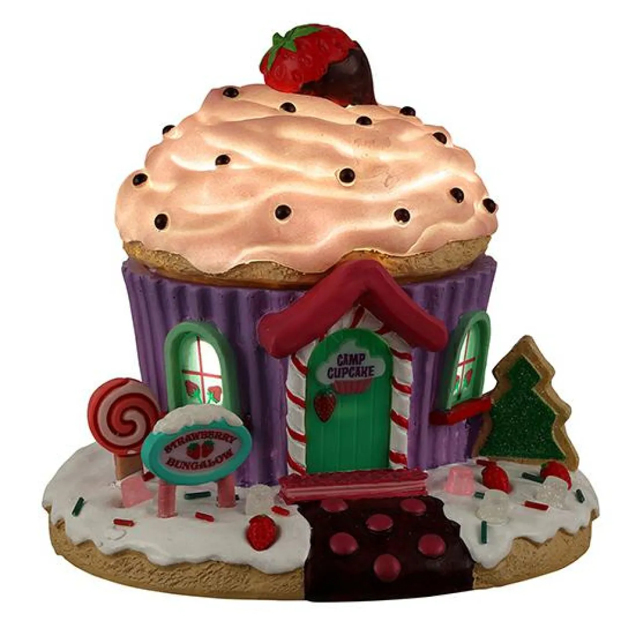 Village De Noël Lemax|LEMAX Village de Noël lumineux à piles Maison Fraises et confiserie